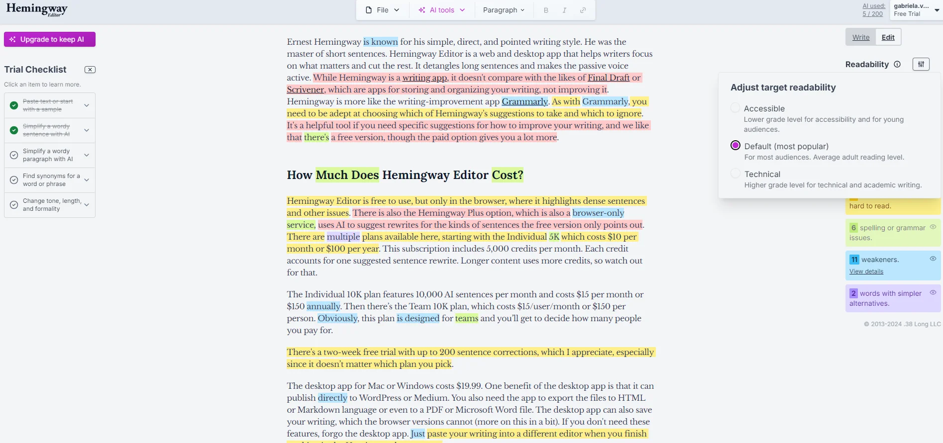 Hemingway provides a distraction-free Write Mode.