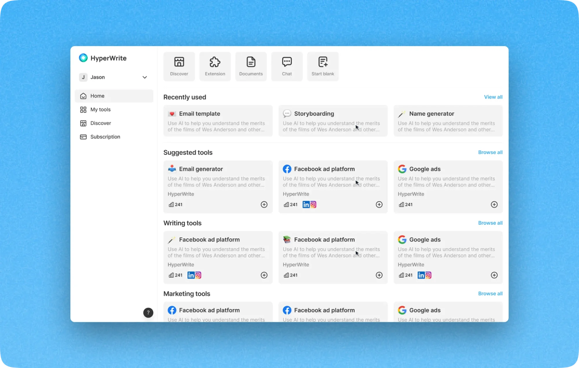 HyperWrite's TypeAhead feature offers real-time sentence completion.
