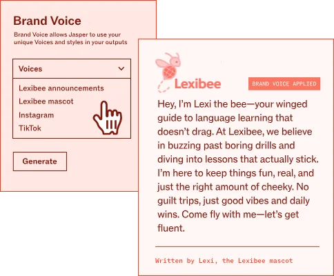 Jasper's Brand IQ offers unlimited brand voices and style guidelines for teams. 