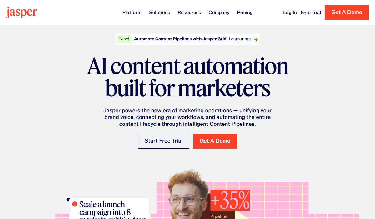 Jasper is a comprehensive AI platform for marketing content and business scaling.