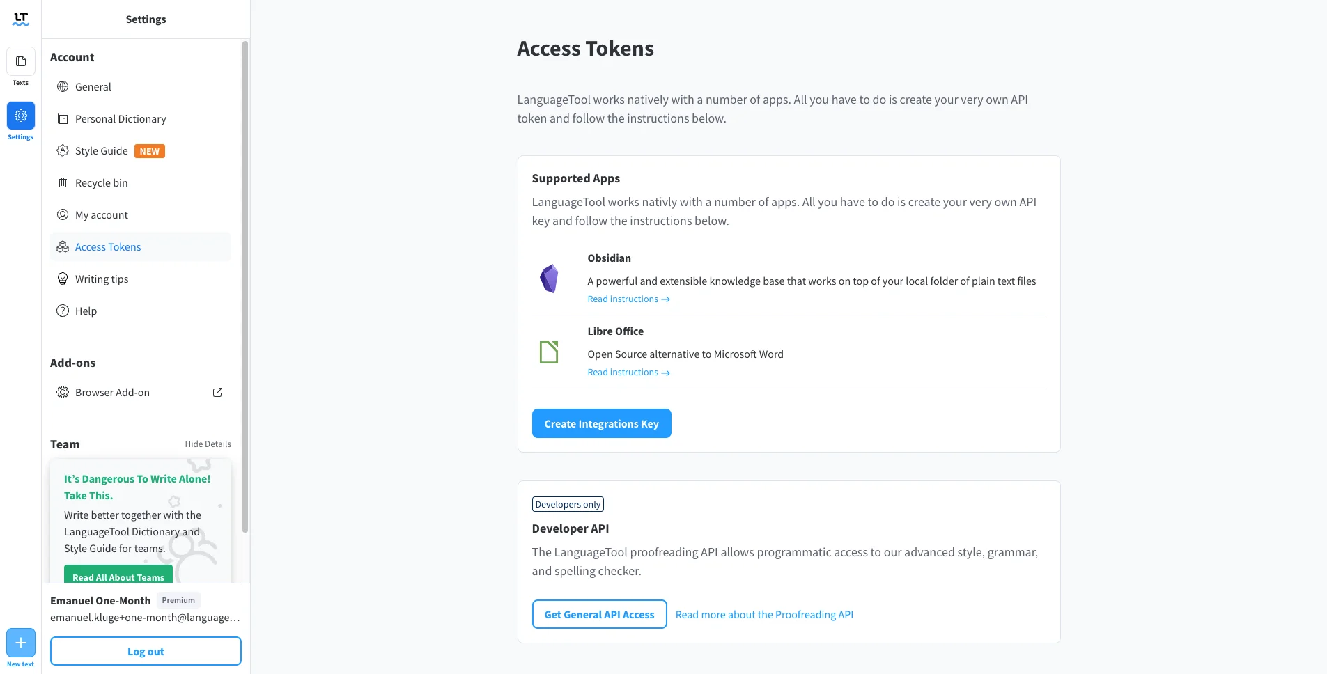 LanguageTool integrates widely, supporting LibreOffice and desktop apps.