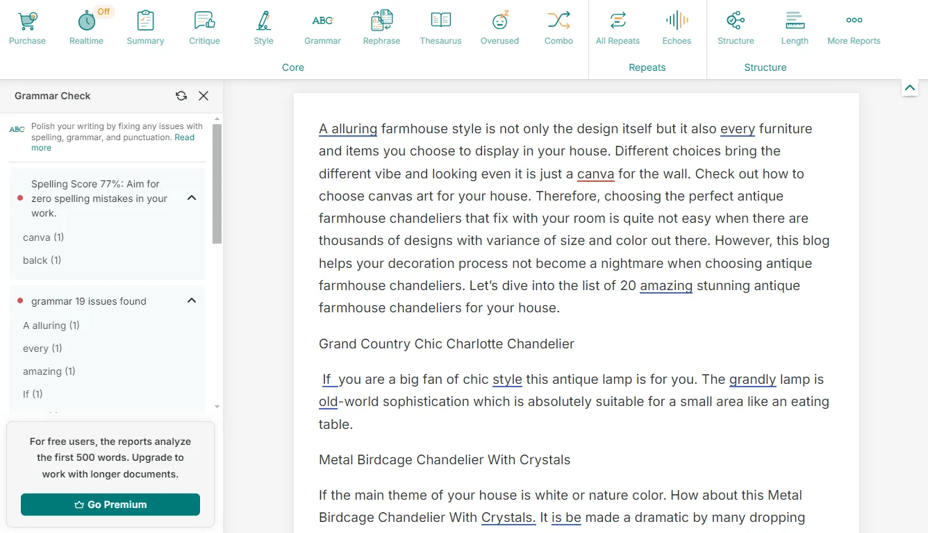 PWA offers robust grammar correction with detailed explanations.