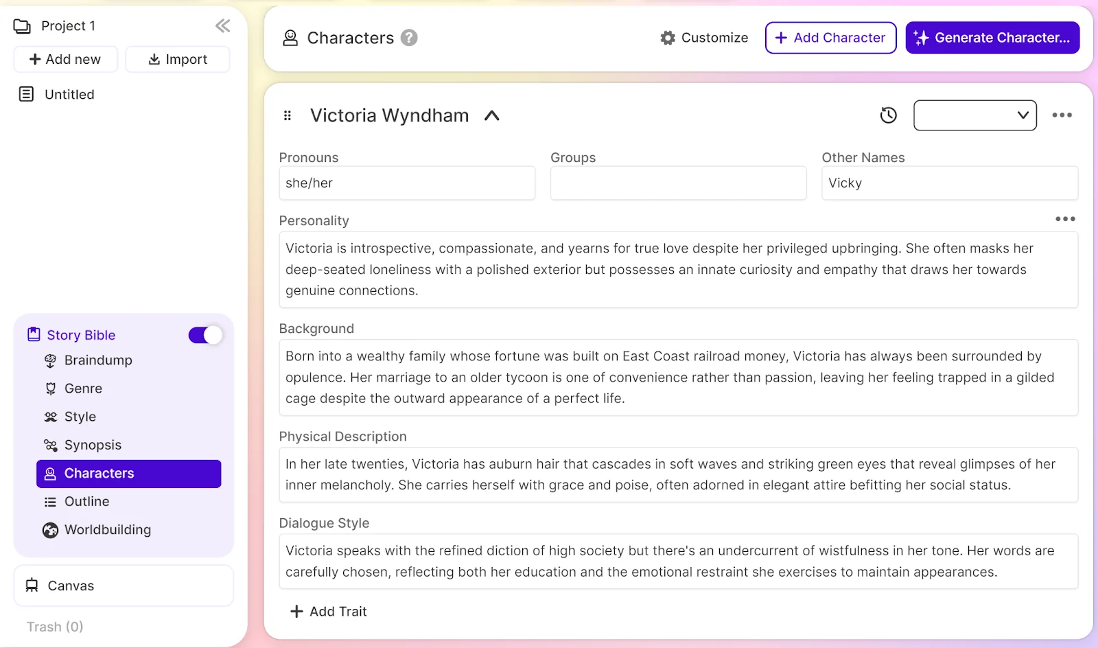 Sudowrite emphasizes vivid storytelling and emotional narrative depth. 