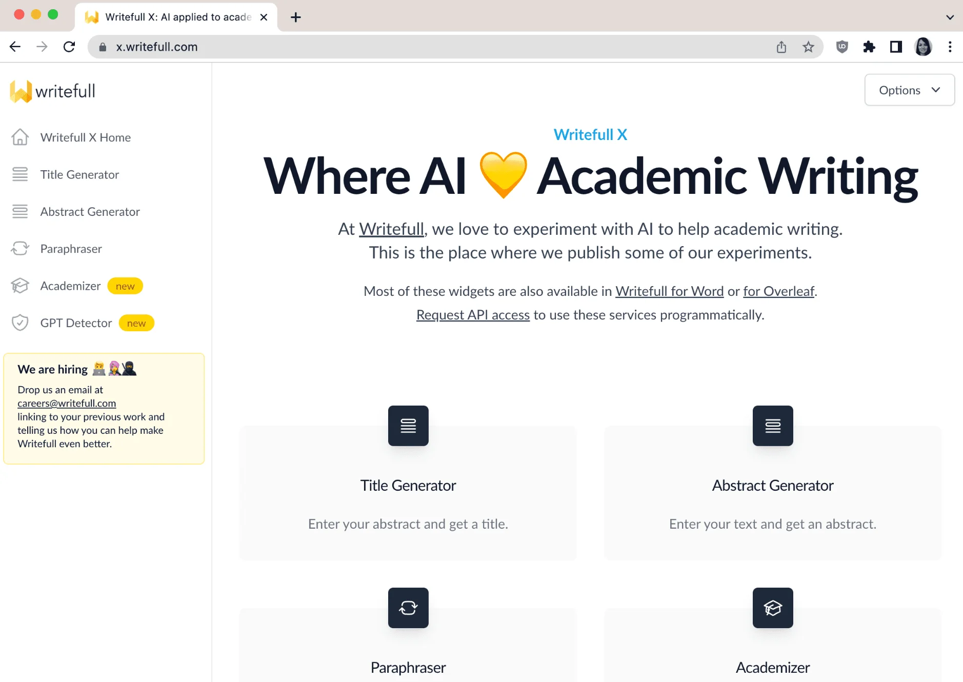 Writefull specializes in AI tools for academic writing.
