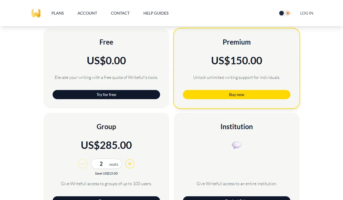 Writefull Pricing Plan